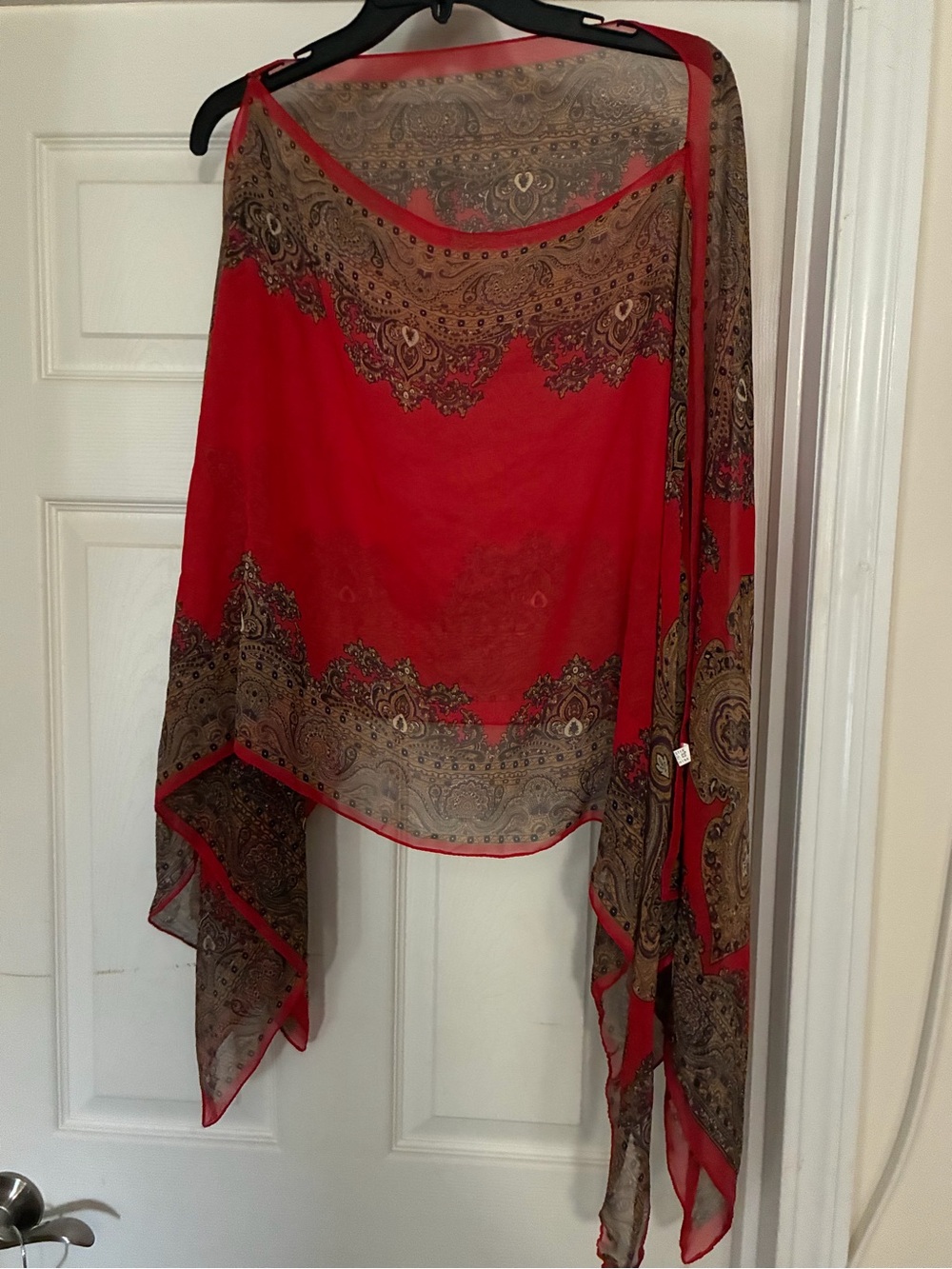 Red Paisley Sheer Scarf Wrap
